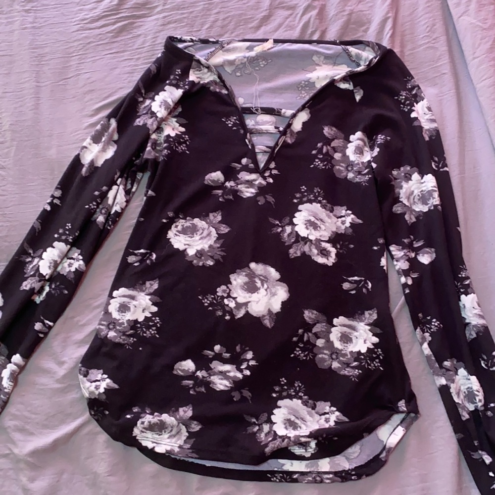 Black flower blouse
